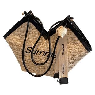 草编包大容量2025新款夏季女小众单肩海边度假沙滩包包编织托特包