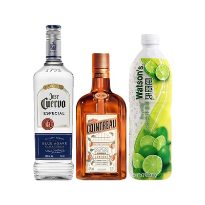 玛格丽特！豪帅快活银龙舌兰+君度+屈臣氏青柠汁鸡尾酒调酒套餐