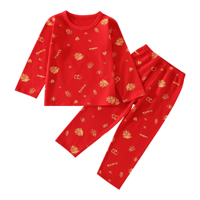 儿童本命年红色纯棉A类内衣套装