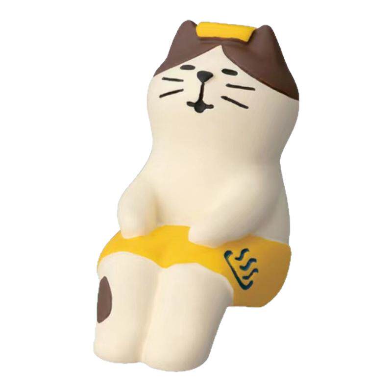 猫咪澡堂泡澡可爱桌面浴室装饰好物治愈系小摆件场景布置道具礼品