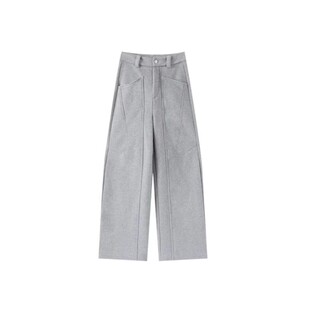 灰色弯刀运动裤子女胖mm大码显瘦新款卫裤阔腿长裤今年流行梧桐裤