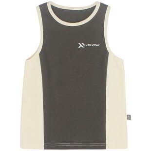 大耳象女童撞色logo背心夏季新款女孩休闲无袖上衣