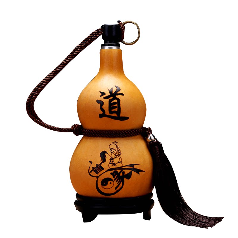 开口天然酒葫芦防渗蜂蜡装酒装水家居风水摆挂件仿古大号酒壶随身