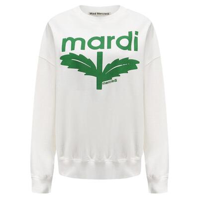 Mardi小草字母印花套头卫衣男女