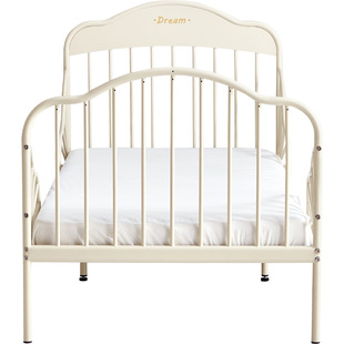 林氏儿童铁艺拼接床婴儿床0胶白色床边伸缩床卧室单人床林氏木业