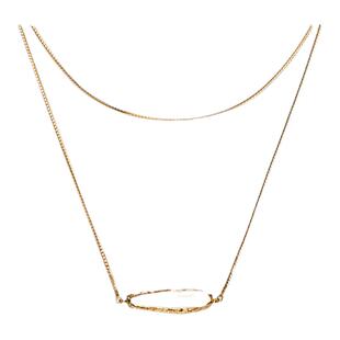 【井柏然同款】RoundFace24SS 金属包镶天然贝母长项链毛衣链