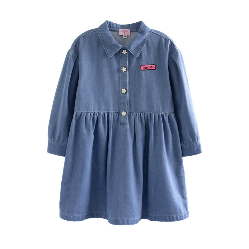 ILOVEJ女童牛仔长袖连衣裙