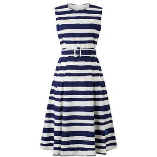 【专柜正品】Hazzys哈吉斯横条纹无袖连衣裙女士休闲通勤时尚裙子