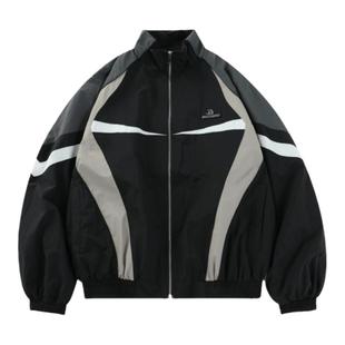 Asrts 新款高级感潮牌外套男款oversize美式夹克男冲锋衣运动拼接