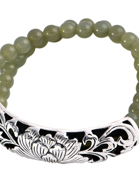 时尚民族风和田玉足银女款手链