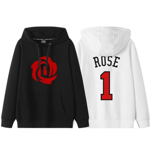 公牛罗斯连帽卫衣男士美式复古风城玫瑰退役1号球衣训练加绒上衣