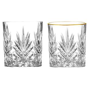 威士忌酒杯家用无铅水晶玻璃洋酒杯创意剑草矮杯酒吧礼盒套装水杯