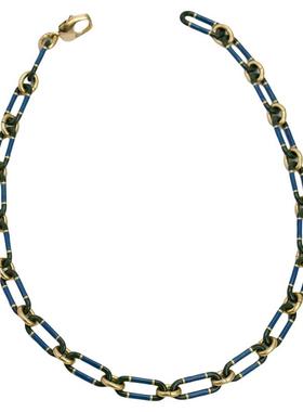 镀金珐琅釉彩蓝色滴油项链
