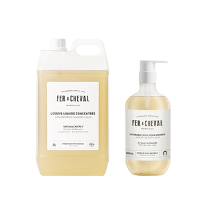 【精致洗衣套组】马蹄铁植物马赛皂液洗衣液2L+内衣洗衣液380ml