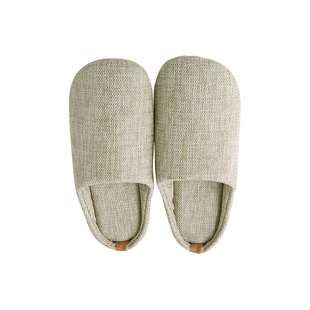 NITORI宜得利家居家用软底室内日式棉拖男女通用轻女拖鞋 仿麻风