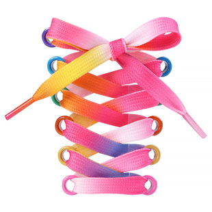 彩虹色扁平鞋带配饰百搭帆布鞋运动小白鞋彩虹渐变色鞋带绳男女款