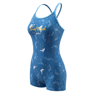 鸿星尔克连体平角泳衣女士高级感遮肉显瘦学生竞速训练成人游泳装