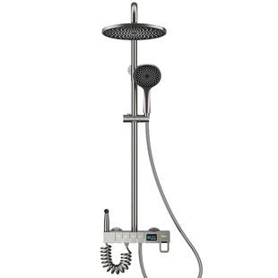 上杉卫浴PVD工艺枪灰色恒温钢琴数显花洒套装浴室淋浴卫生间全铜