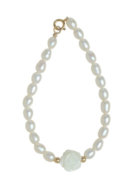 温柔气质甜美天然贝母玫瑰手链