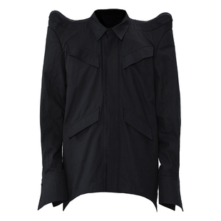 CHRYSOMALLON宝塔肩驼峰恶魔角外套休闲宽松垫肩capper同款opium