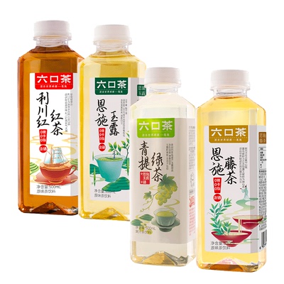 六口茶恩施特产藤茶绿茶红茶青提绿茶0糖0卡0脂硒茶饮料500ml*8瓶