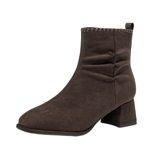 戈美其短靴女2025新款单靴秋冬季雪地靴粗跟显瘦时装靴气质马丁靴