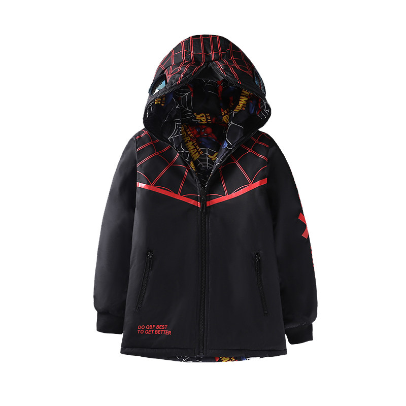 儿童冬季羽绒棉服奥特曼眼镜亮灯棉衣冬装男童蜘蛛侠加厚棉袄外套