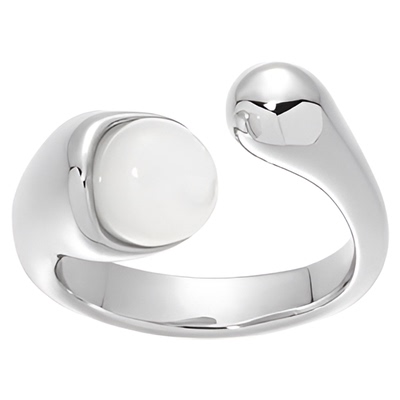 Neverfar流淌系列白贝母开口戒指女设计师款开口可调节