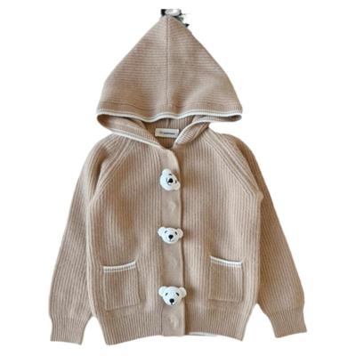 100%山羊绒连帽男女宝宝可爱开衫