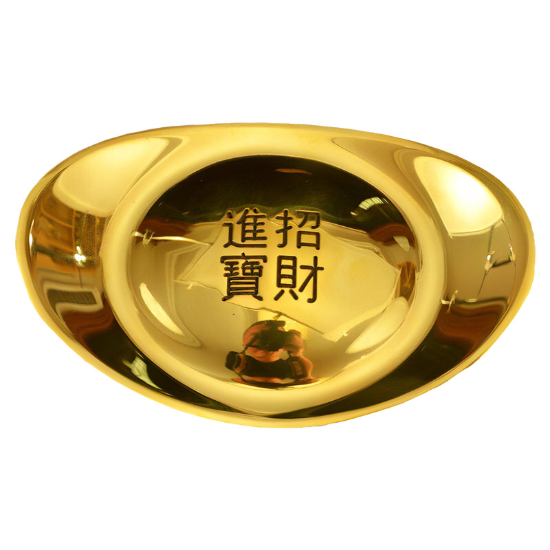 实心黄铜元宝铜条铜块全铜进宝财神供奉桌招纯家居装饰工艺品摆件