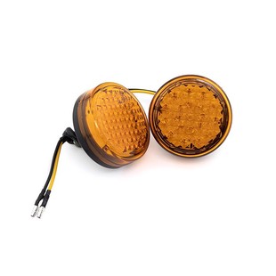 摩托车改装反光片圆形LED转向灯指挥灯小牛电动车12v转弯灯警示灯