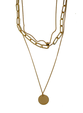 ins风冷淡多层十字架圆牌毛衣链