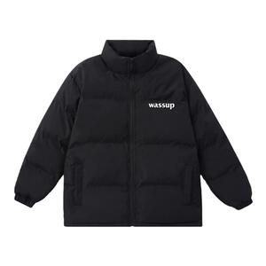 WASSUP潮牌字母logo纯色加厚保暖棉服外套男生秋冬季休闲情侣棉衣