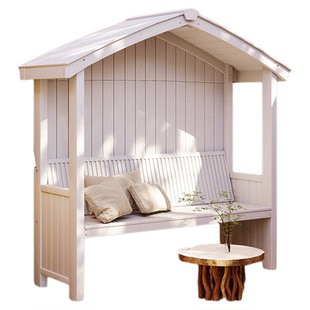 户外庭院防腐木座椅凉亭花园露台休闲实木遮阳小亭子室外组装木屋