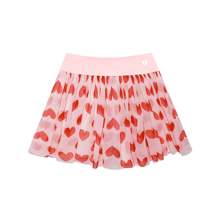 PomPeche网球裙女粉色网纱健身跑步马拉松羽毛球裙裤运动短纱裙