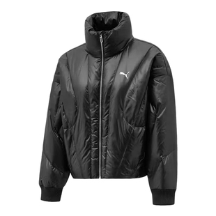 PUMA彪马冬季新款女子保暖休闲运动立领黑色羽绒服外套635503-01