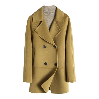 兽王羊毛呢外套女中长款宽松 新款高端西装领双面羊绒大衣