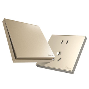 西蒙电气开关插座旗舰店官网E6香槟金色86型电源五孔家用暗盒面板