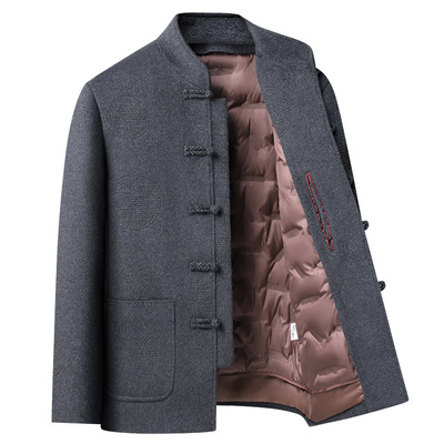 男士唐装厚羽绒服可拆卸中老年人