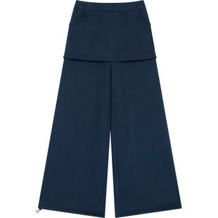 妖精的口袋假两件屁帘加绒休闲裤女2025年冬季新款宽松阔腿裤子