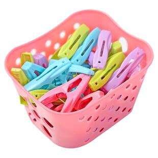 30个装防风夹晾衣夹内衣袜子塑料小夹子带收纳篮多功能衣服晾晒夹