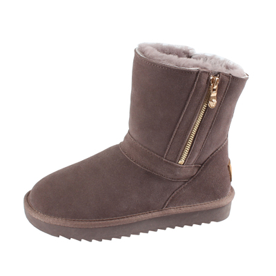 雪地靴女中筒拉链皮毛一体棉鞋