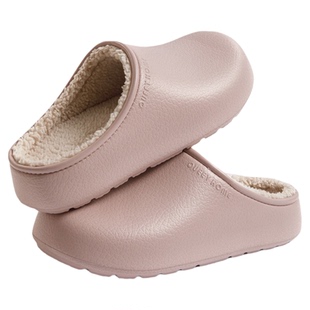 抗菌棉拖鞋女冬防水防污厚底防滑防臭加绒保暖EVA棉拖2025新款男