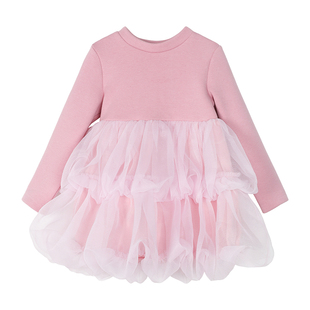 小O宝童装 宝宝针织公主花苞裙女加绒2025冬装新款女童蓬蓬连衣裙