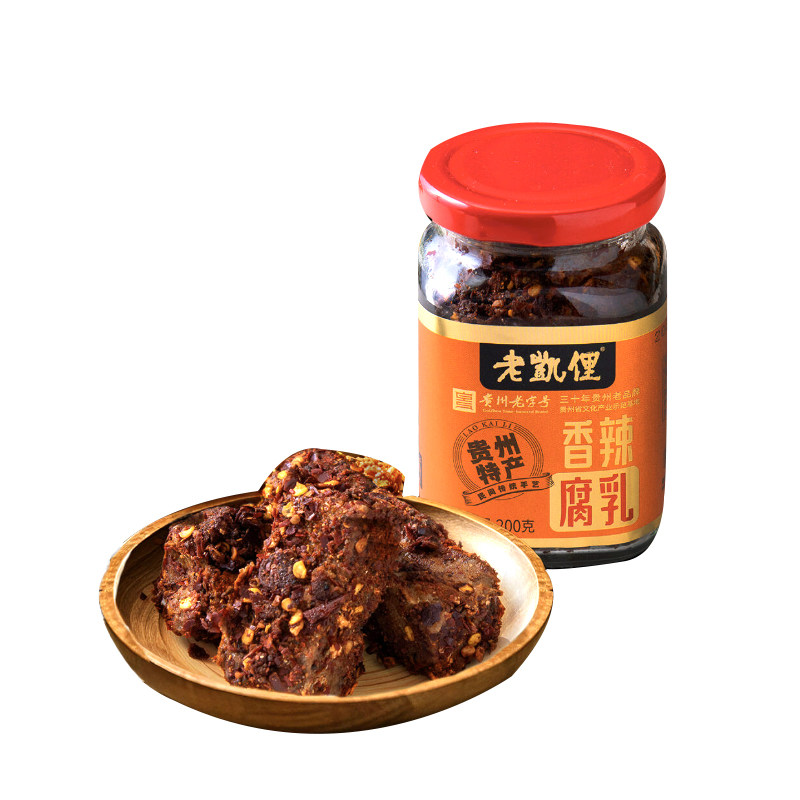 贵州风味特产老凯俚香辣腐乳下饭菜手工无油干豆腐乳拌饭菜200g
