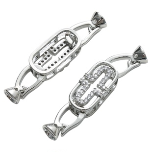 手工diy铜镀锆石珍珠项链扣头万能卡扣搭扣接头连接扣吊坠扣