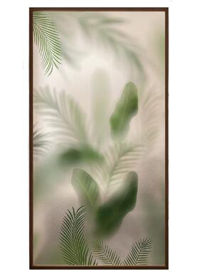 玻璃门防窥膜热带植物静电磨砂窗户贴纸装饰卫生间玻璃贴纸防走光