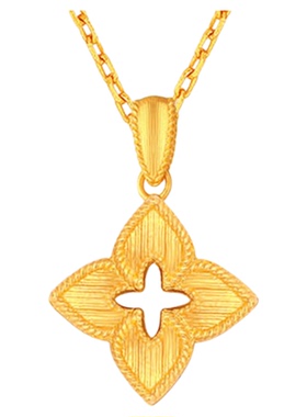 古法金布契拉丝四叶草项链