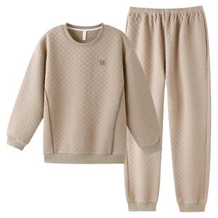 睡衣男士春秋款加厚纯棉长袖秋冬夹棉可外穿冬季空气棉冬款家居服