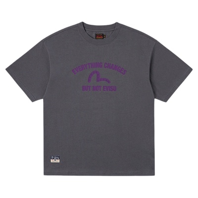 EVISU福神男士口号印花短袖T恤